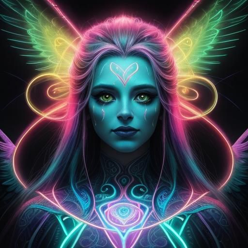 Angelic Portrait with Bioluminescent Accents in Neo-Surreali...