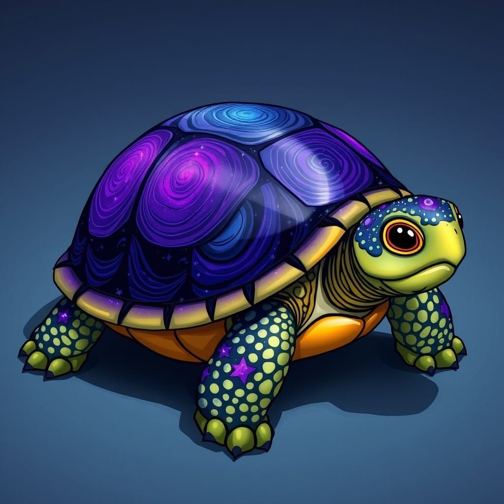 Galactic Turtle in Futuristic Landscape Style