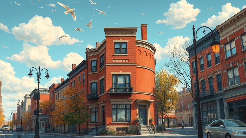 Charming Brick Townhouse on Bustling City Street