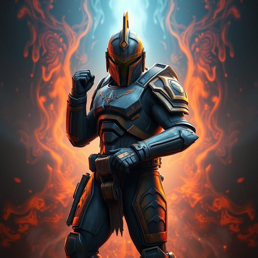 Spartan Warrior in Mystical Realm, in Cyberpunk Fantasy Styl...