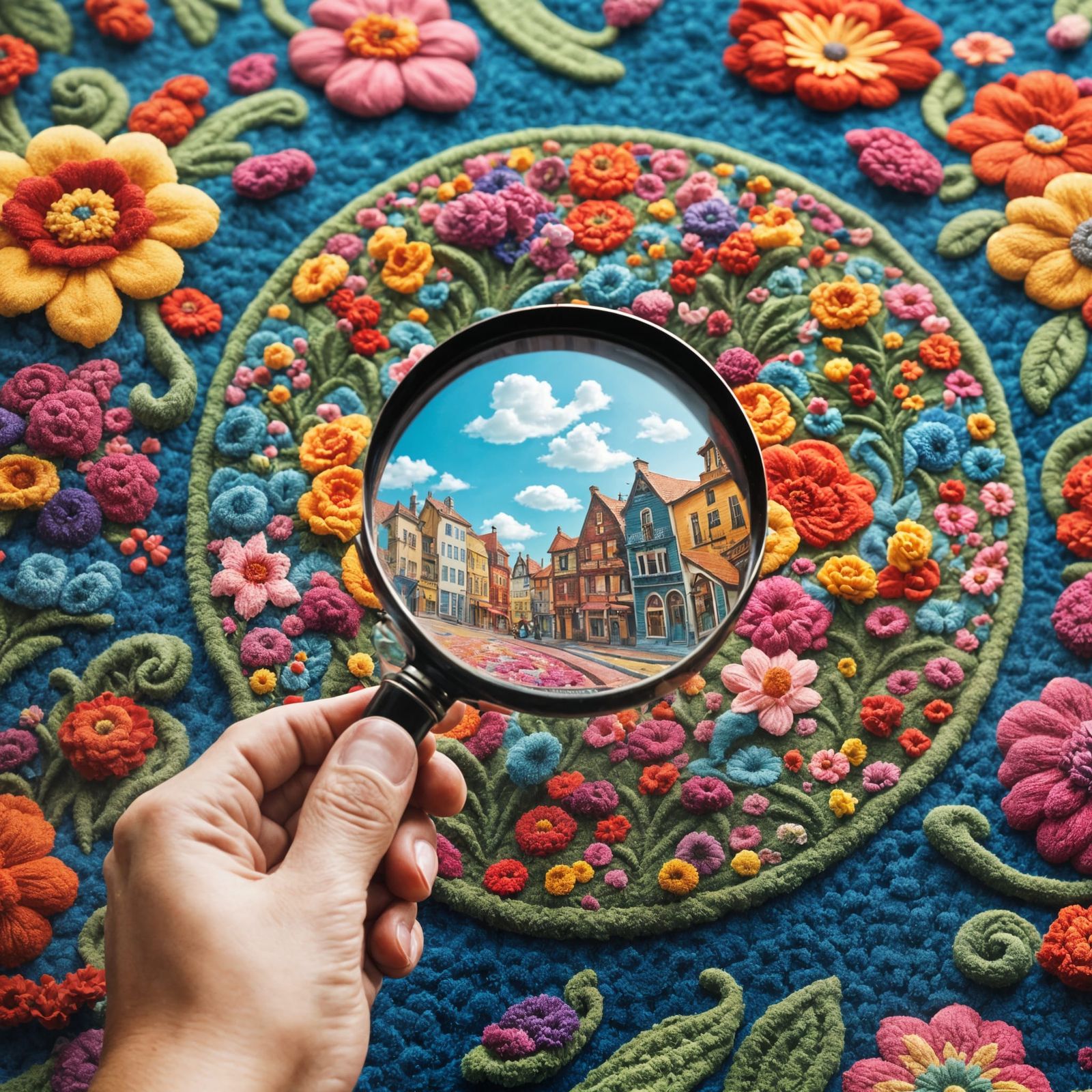 Magnifying Glass Reveals Whimsical Town