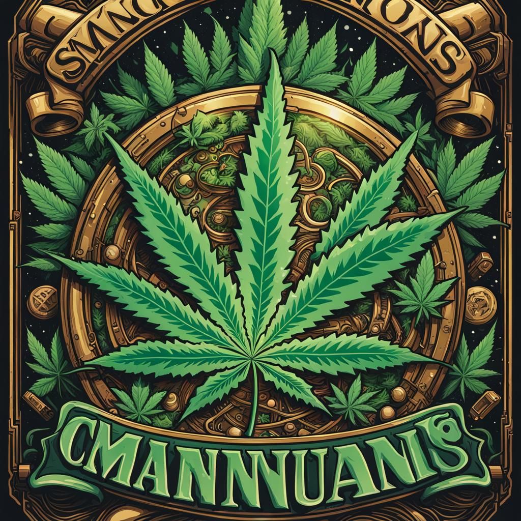 Cannabis Smoking Items in Comic Book Art Style