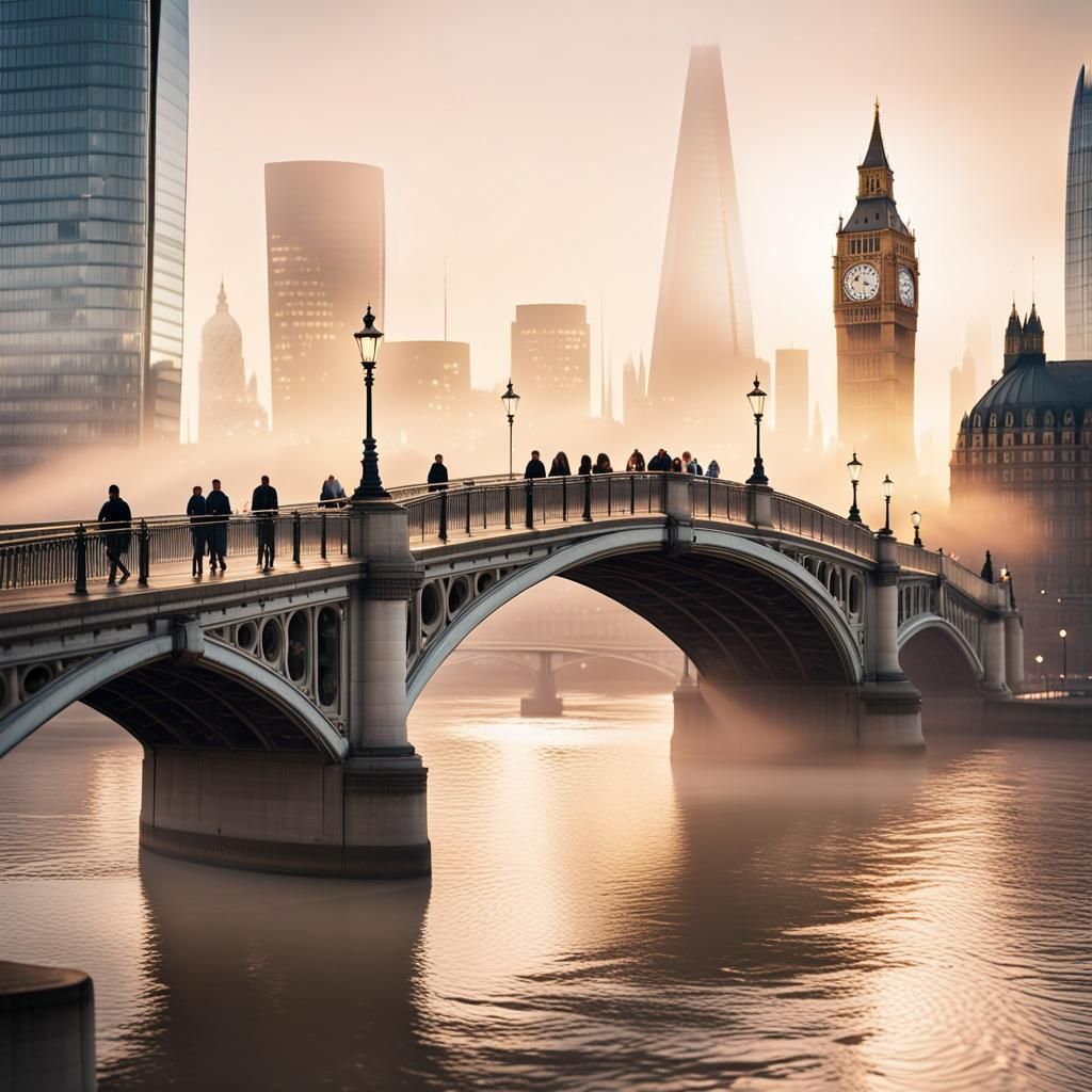 London Bridge Cityscape in Golden Hour Light