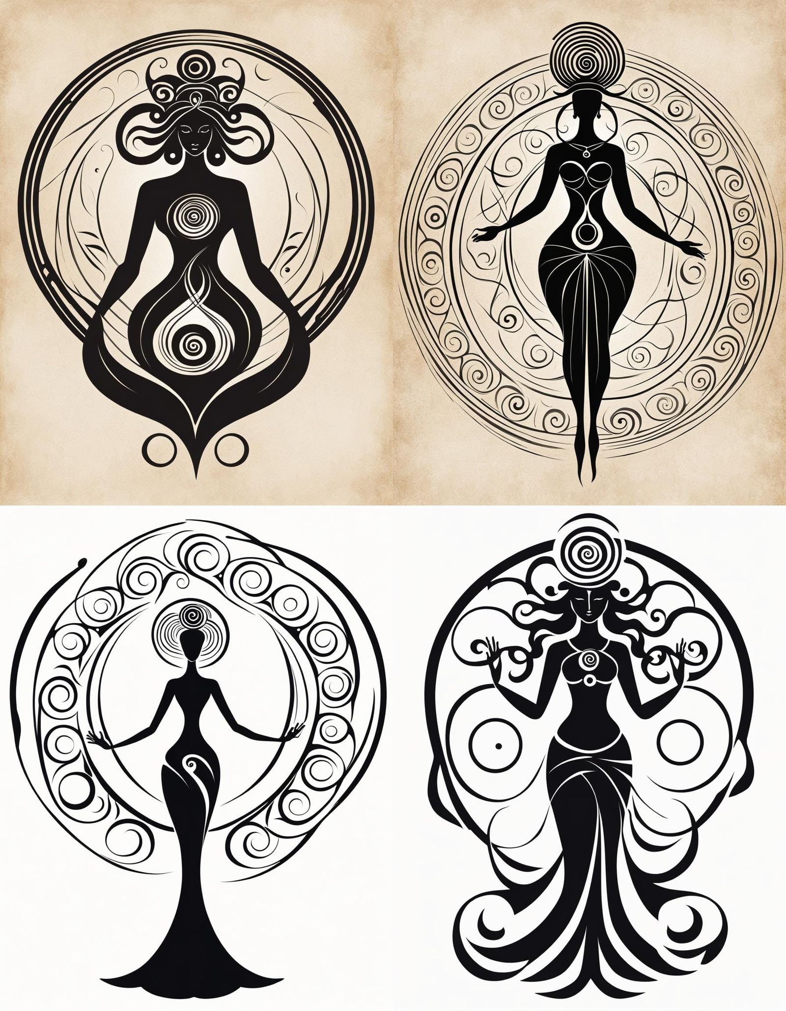 Stylized Silhouette of the Spiral Goddess Symbol