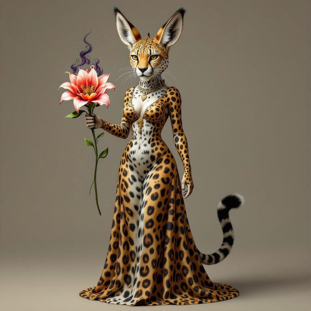 A beast with the face of a leopard, the ears of a donkey, an...