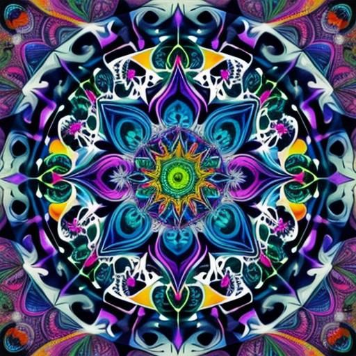 Psychedelic Mandala Art in Watercolor and Ink