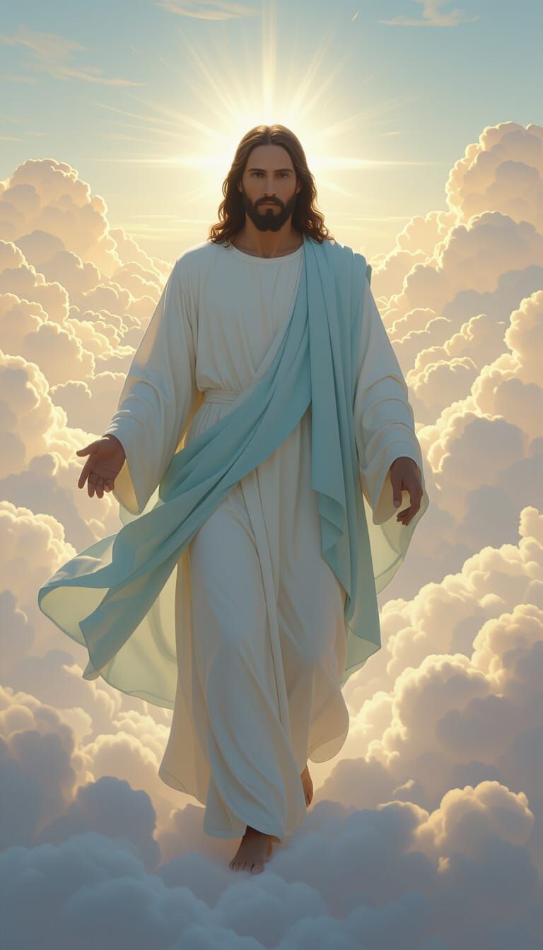 Jesus Christ Among Clouds in Renaissance Style