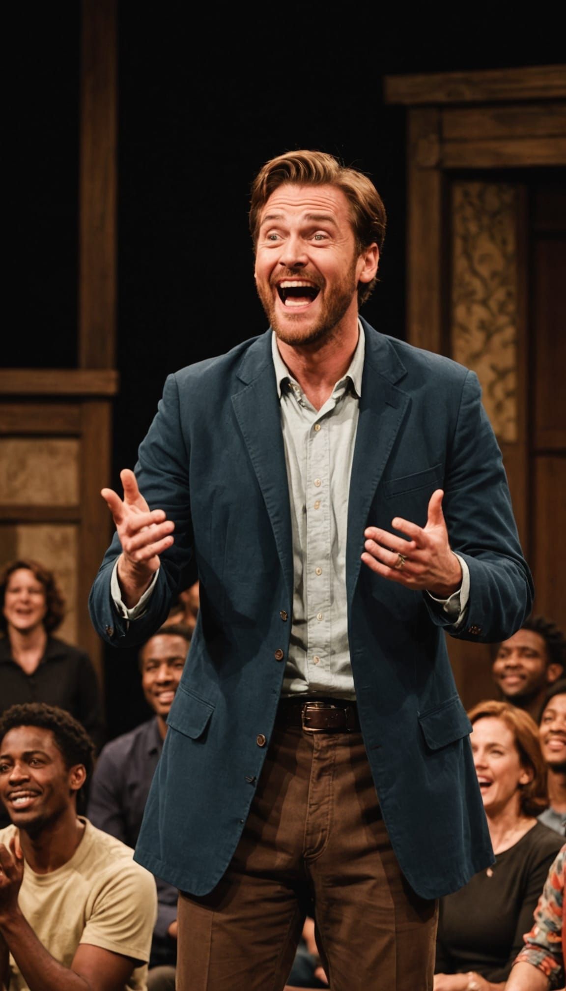 Actor Laughs After Forgetting Lines On Stage