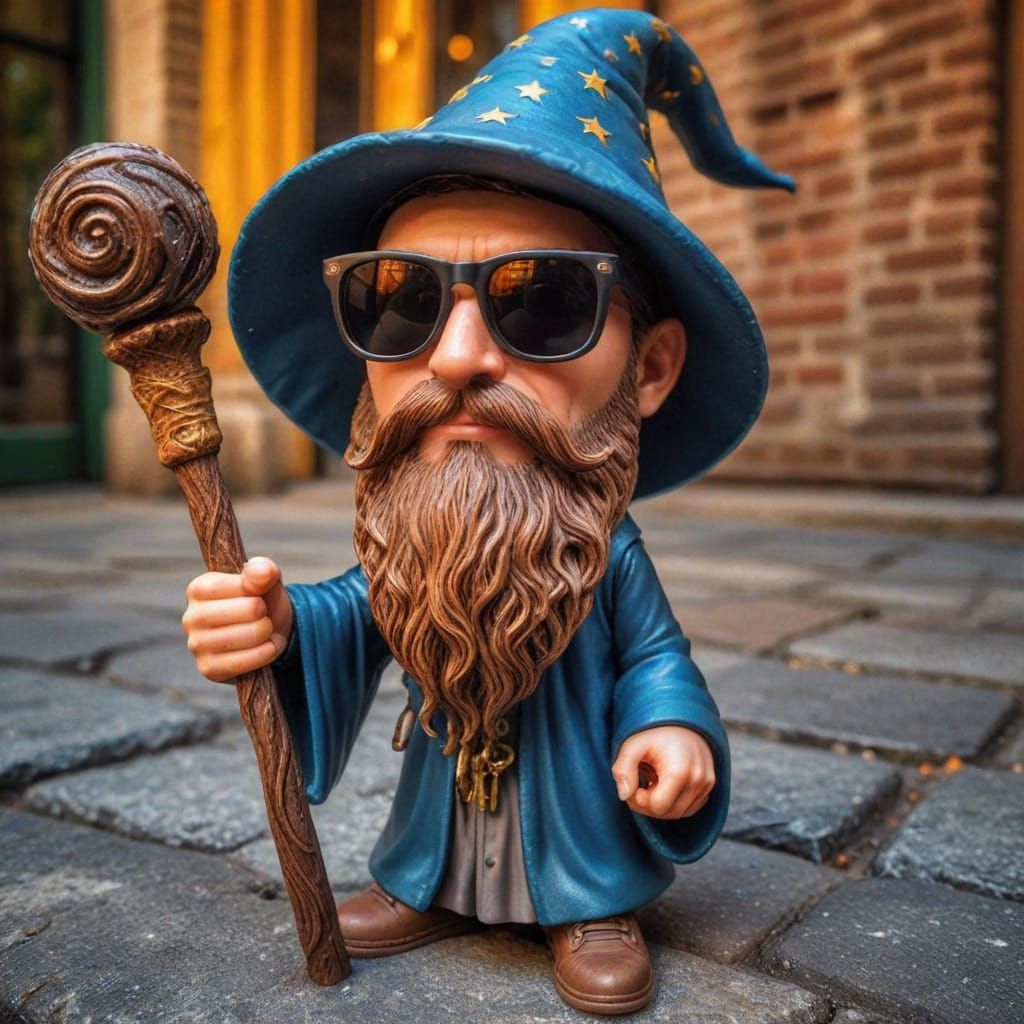 Realistic Wizard Bobblehead in Sunglasses