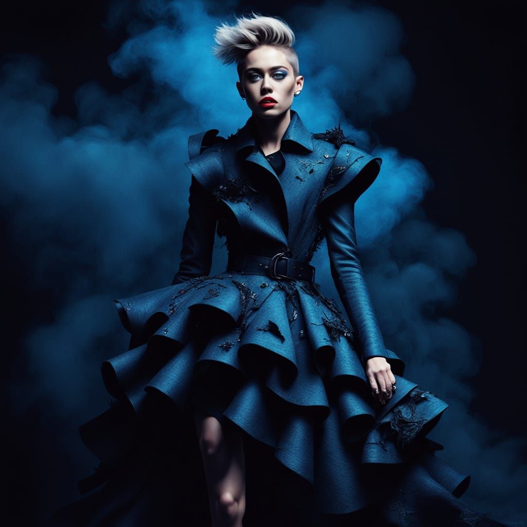 Miley Cyrus in McQueen-Inspired Avant-Garde Fashion Illustra...