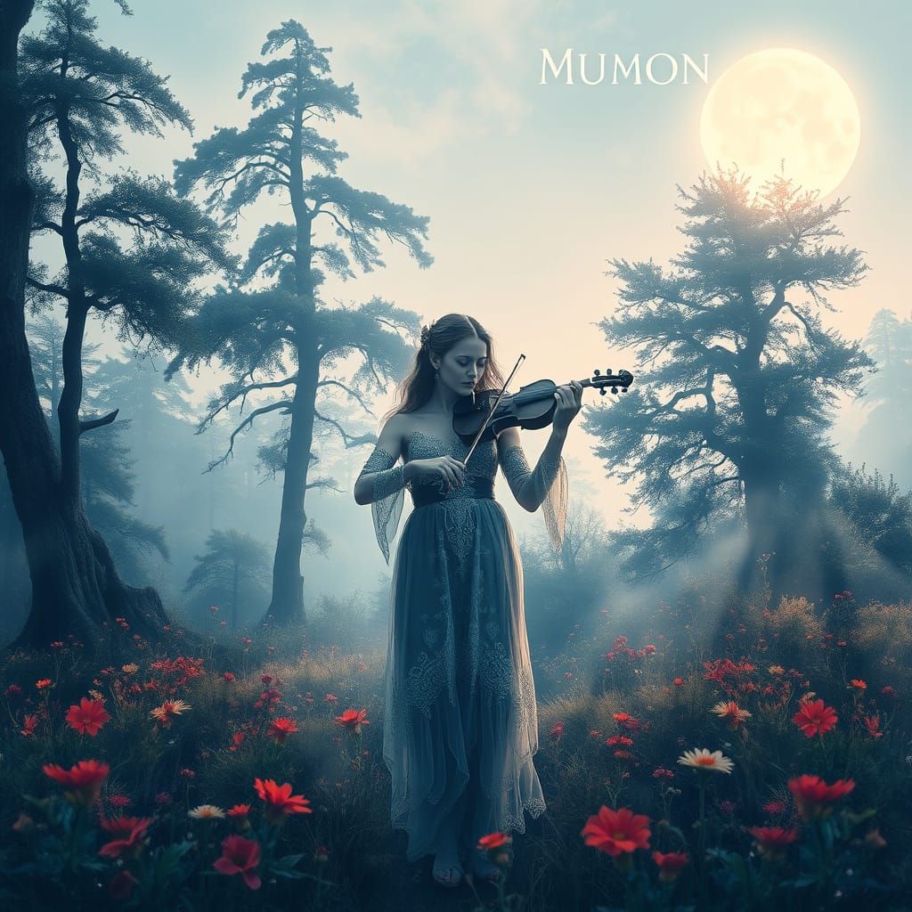 Moonlit Fantasy Portrait in Double-Exposed Dreamscapes