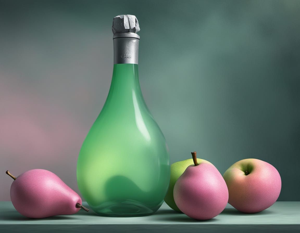 Surreal Pear in Fog with Moon Glow