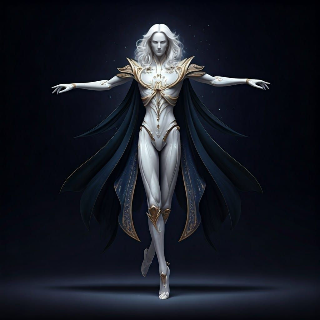 Elegant Porcelain Warforged Dancer in Regal Attire