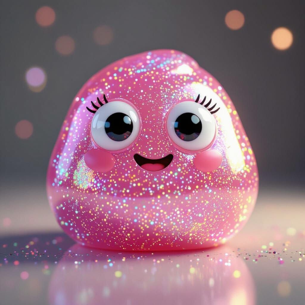 Adorable Glitter Slime Blob with Googly Eyes