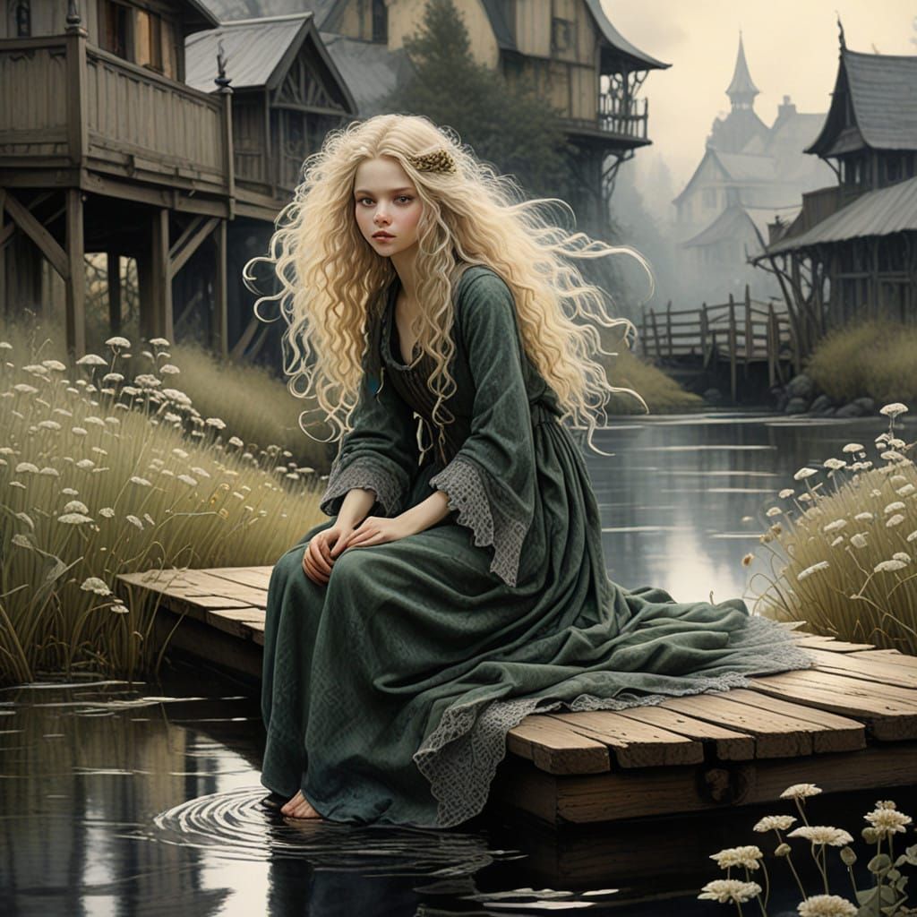 Whimsical Fairy Amidst Dandelions in Dreamy Watercolor