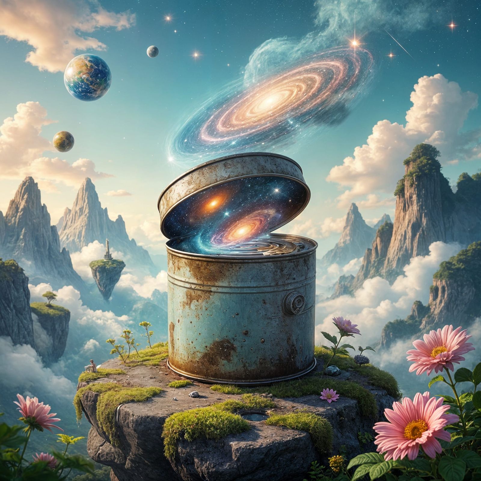 Glowing Universe Spills From Rusty Mint Can