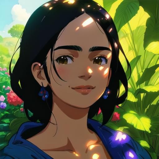 Frida Kahlo Portrait in Anime Style by Shinkai