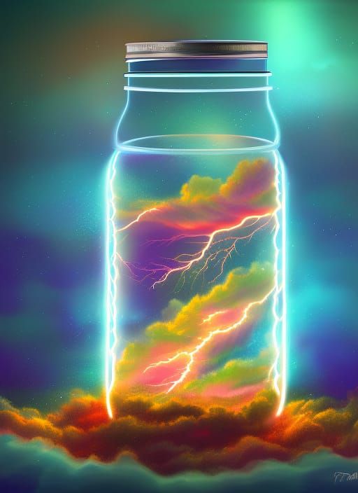 Lightning Storm in a Jar: Digital Illustration