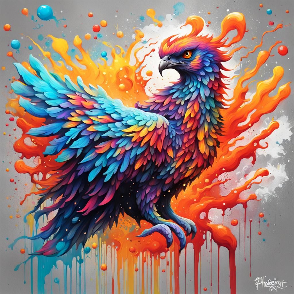 Colorful Phoenix Graffiti Art