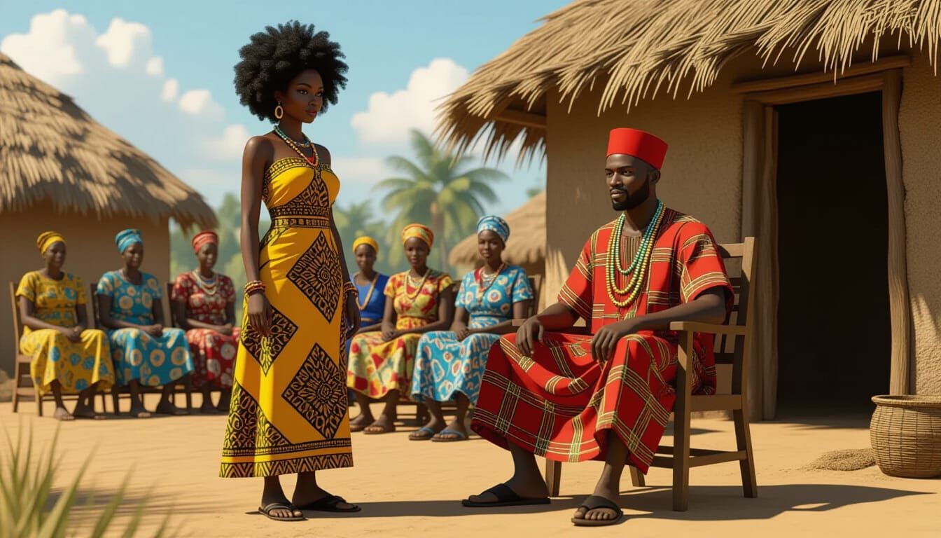 African Village Scene: Realistic Animated Style