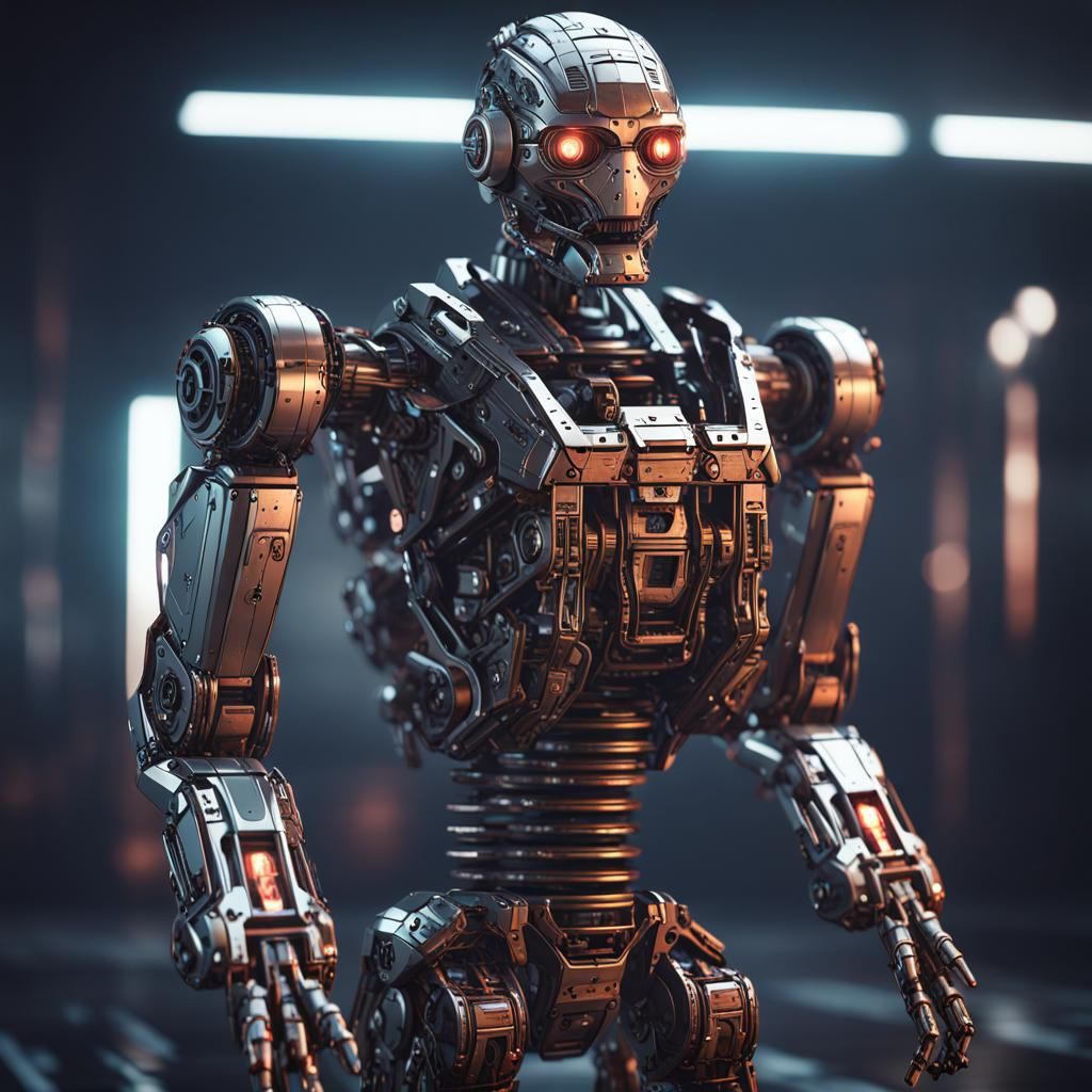 Futuristic Sci-Fi Mech in Polished Metal