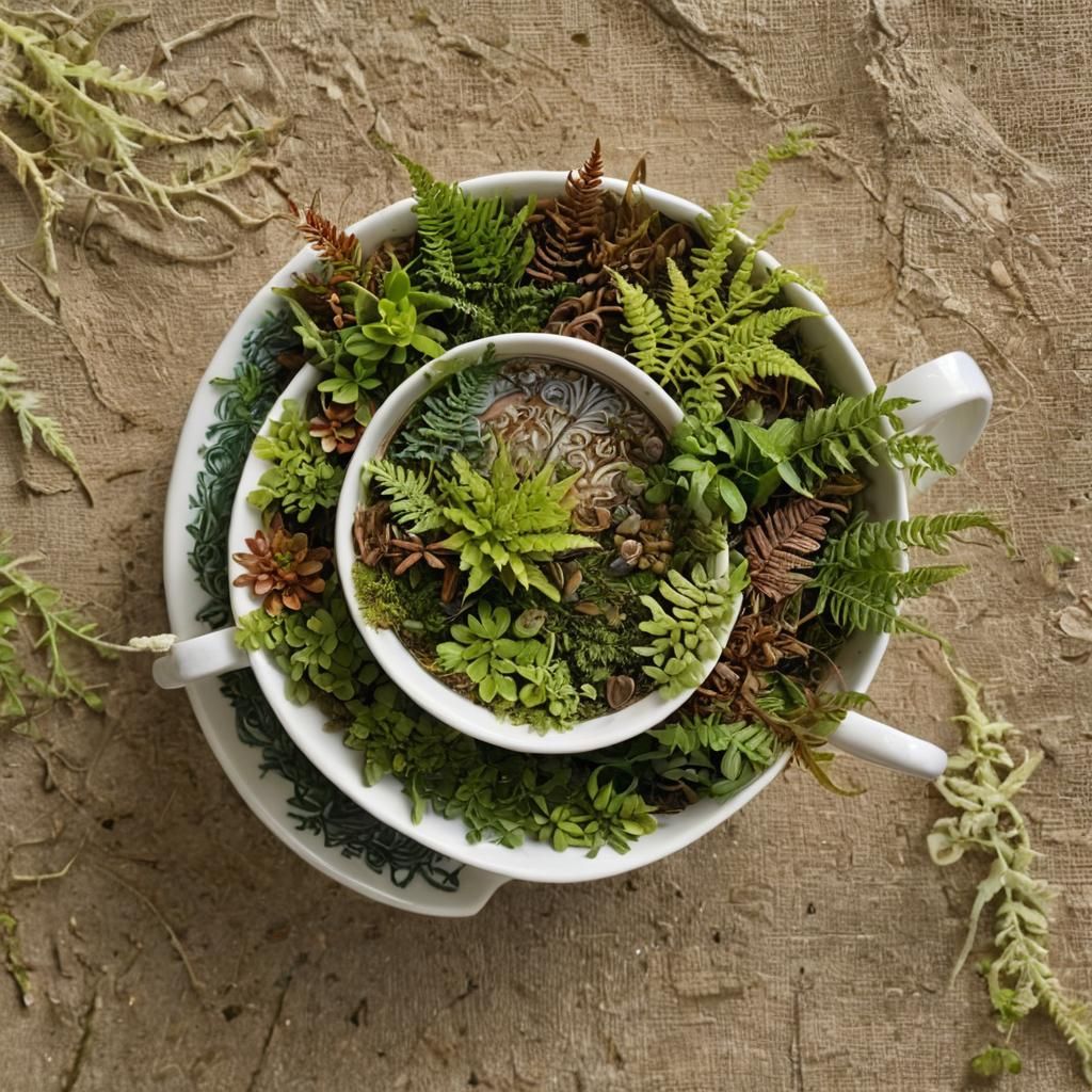 Miniature Ecosystems Thriving Atop a Teacup