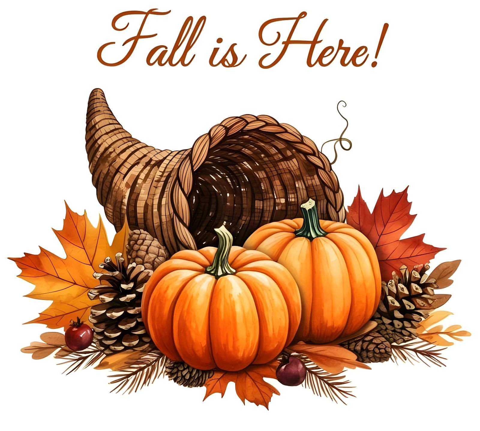 Fall Cornucopia in Watercolor Style