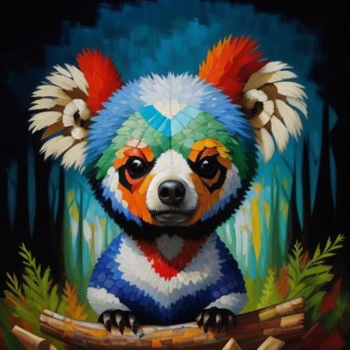 Mosaic Patchwork: Neo-Impressionist Expressionist Oil Painti...