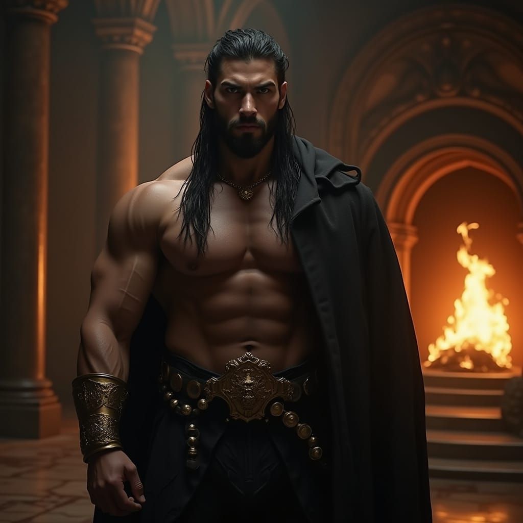 Handsome Werewolf Alpha King in Leather with Braided Hair