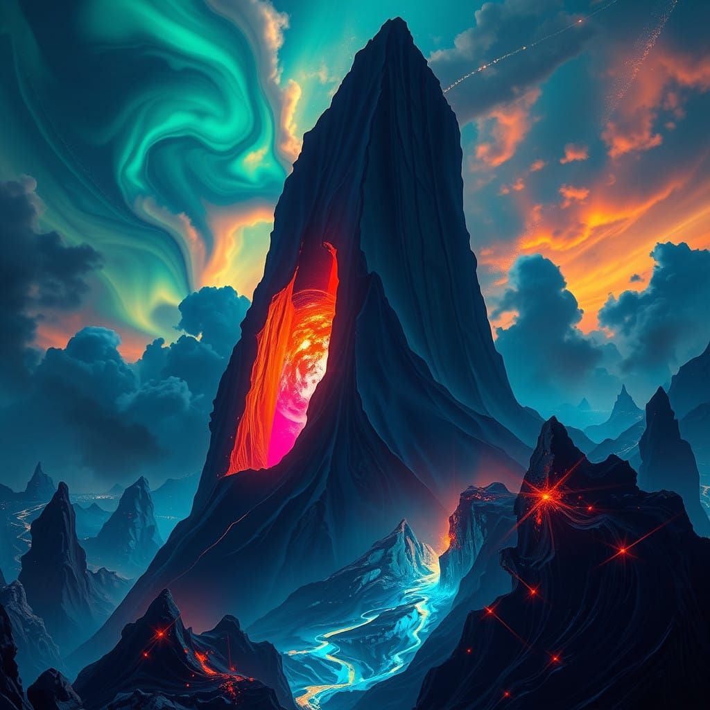 Surreal Chiaroscuro Masterpiece with Iridescent Shadows and ...