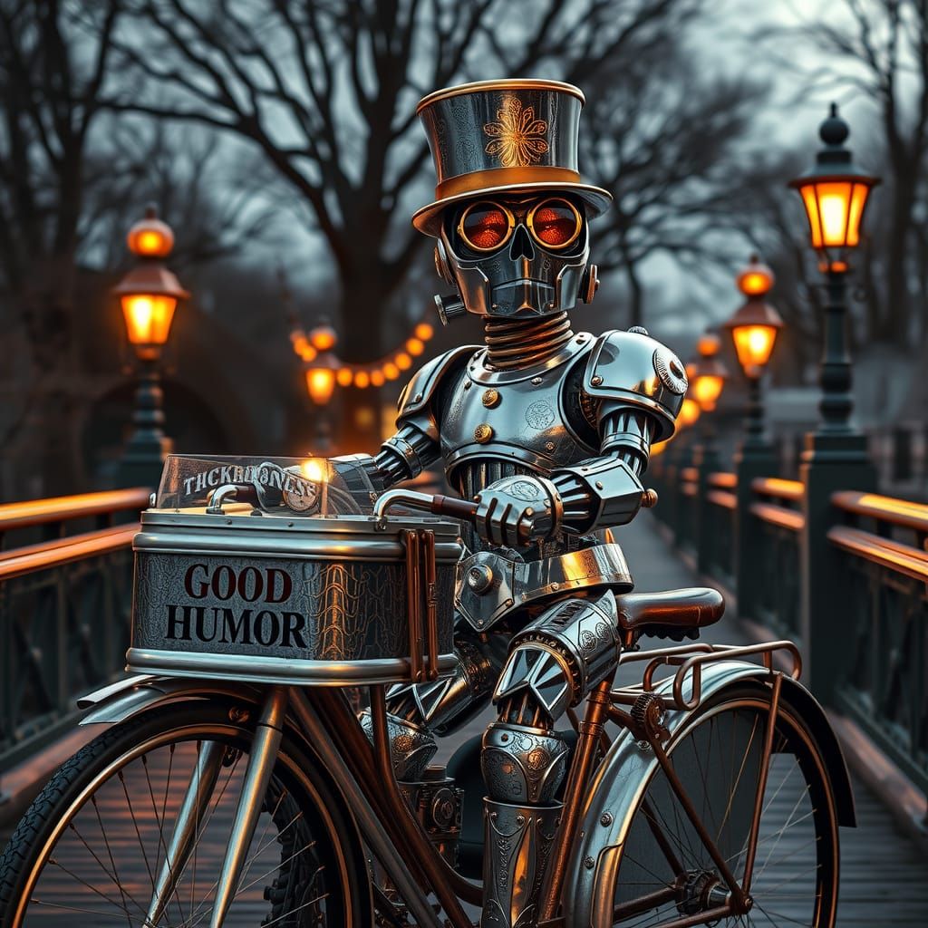 Steampunk Robot Ice Cream Vendor by Dusk