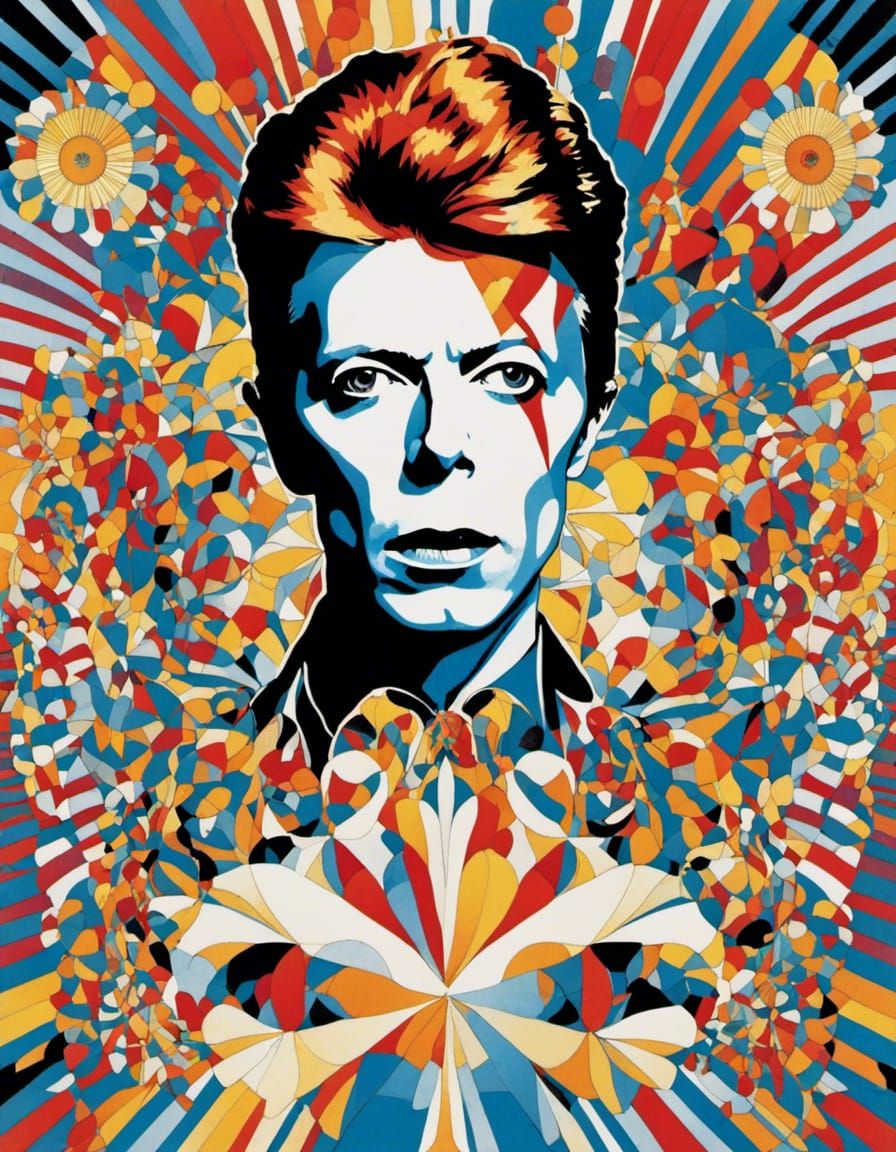 Sparkling Collage Portrait of David Bowie