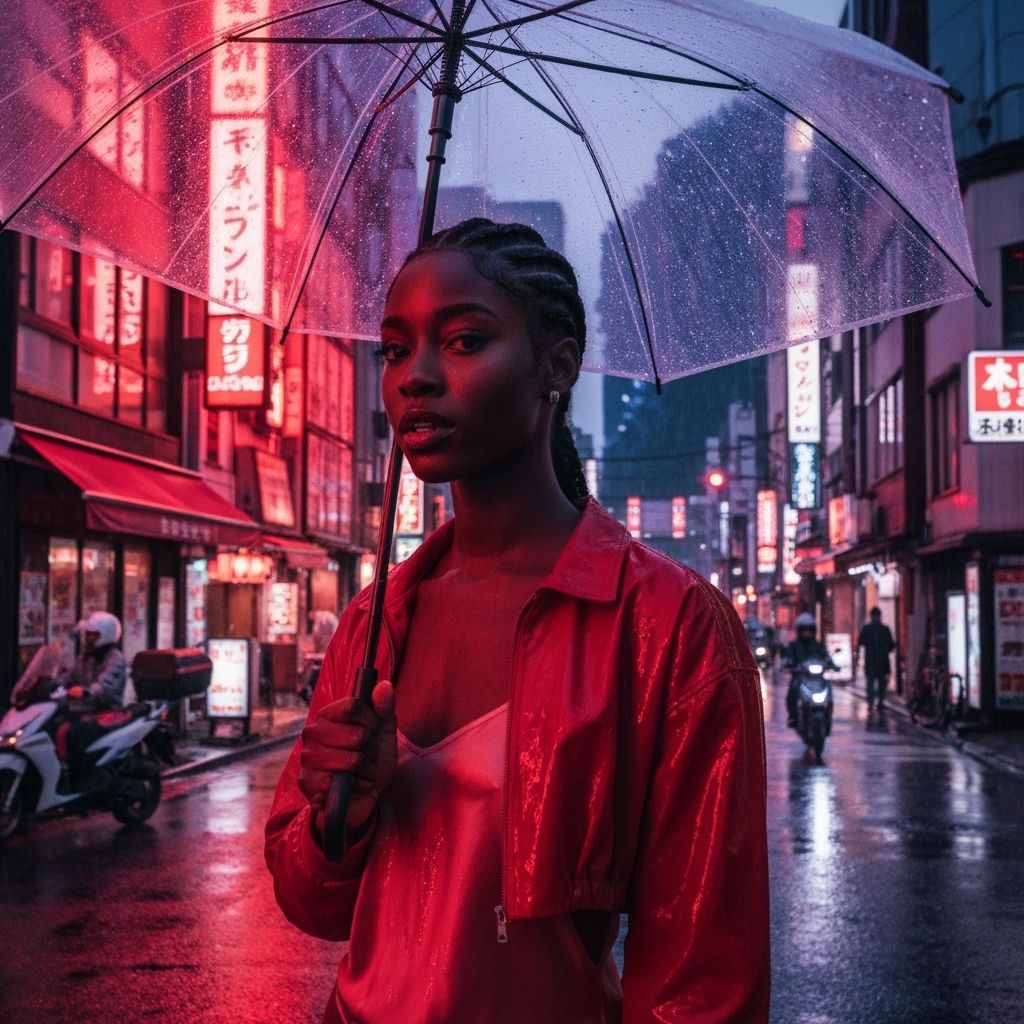 Cinematic Portrait of Woman in Rainy Kabukicho