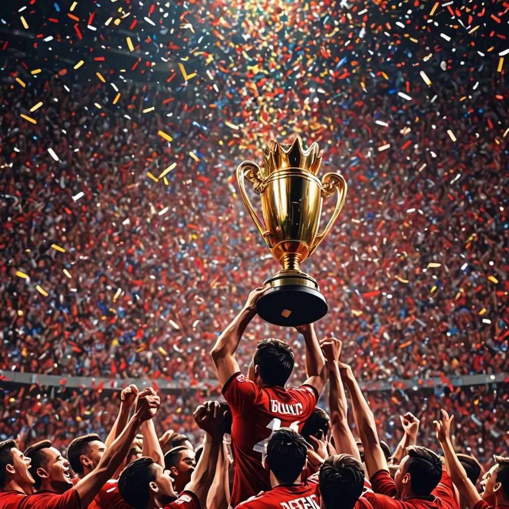 Victorious Athletes Celebrate in Abstract Expressionism Styl...