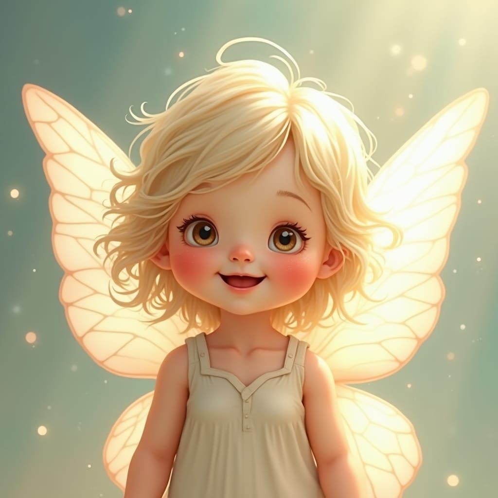 Baby Girl with Fairy Wings in Whimsical Style
