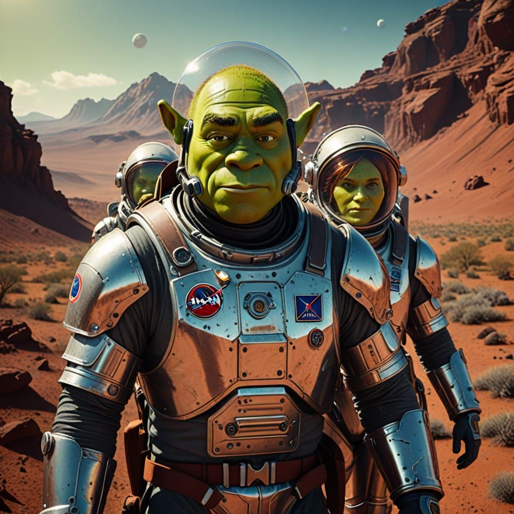 Surreal Mars Expedition in Futuristic NASA Astronaut Suits