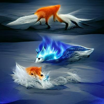 Ice Fox versus Fire Fox Digital Illustration