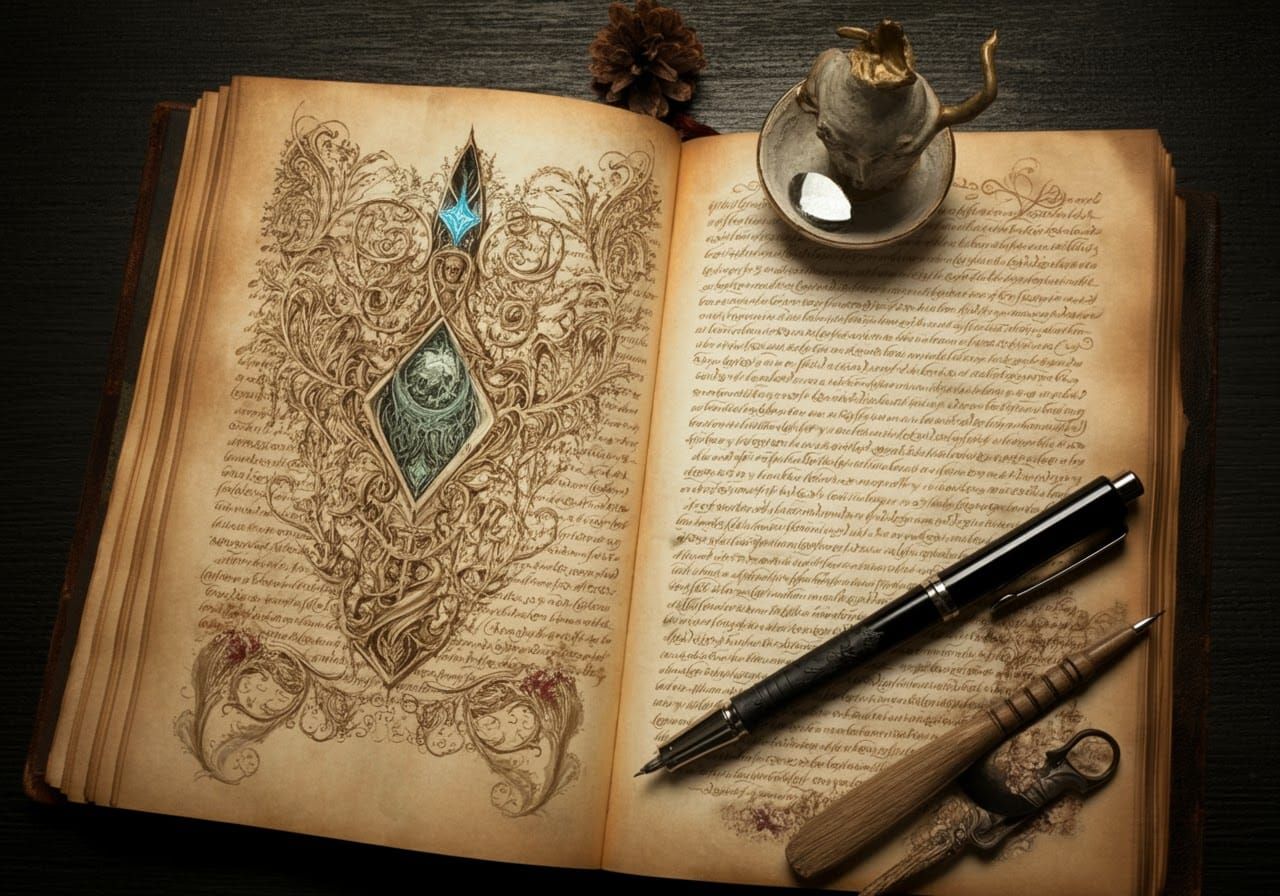 calligraphy of a magic spell book