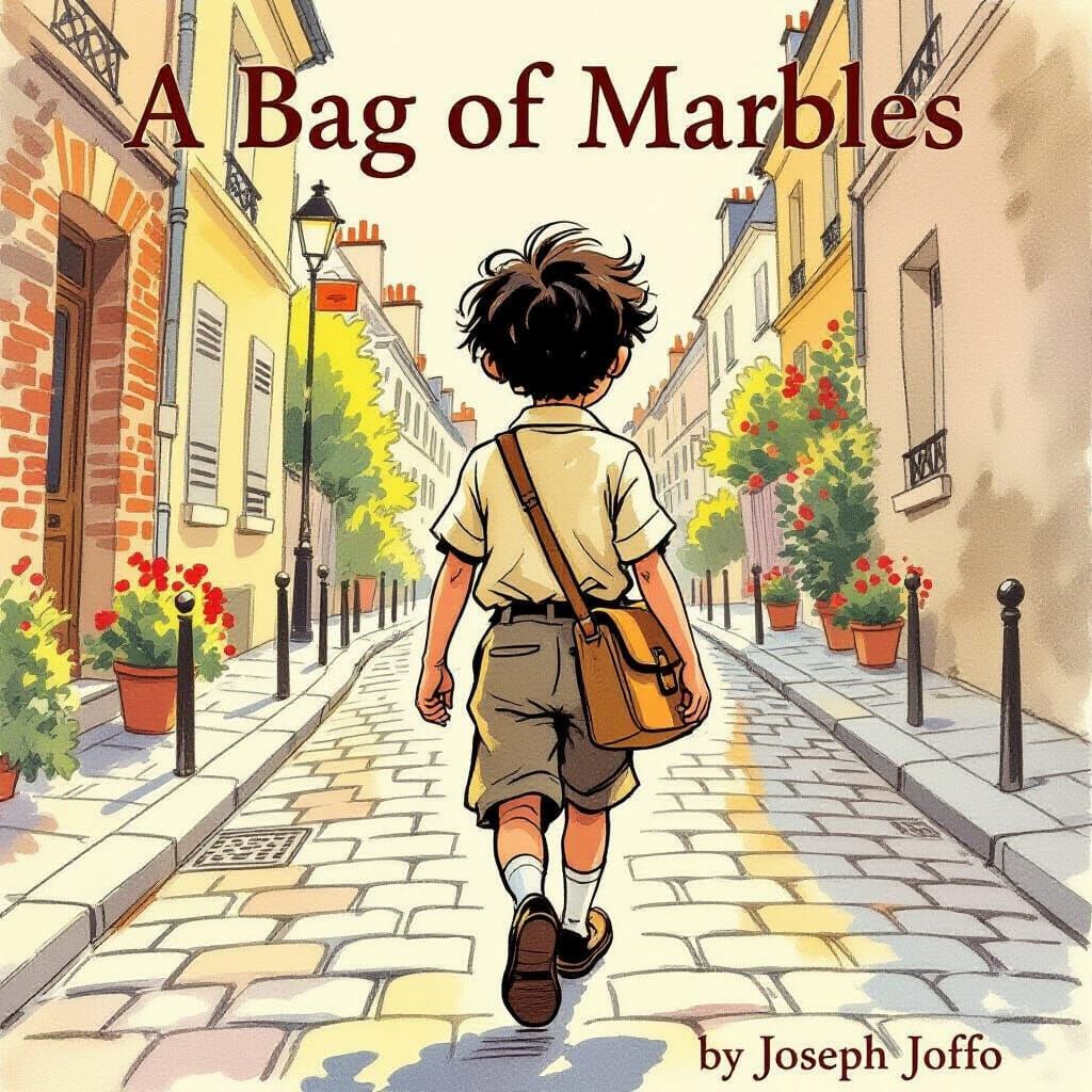 Boy's Parisian Adventure in Children's Book Style