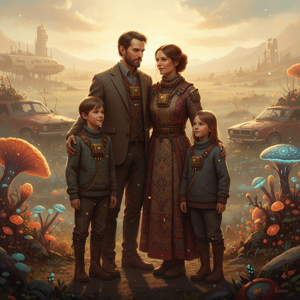 Serene Family Portrait in Cinematic Realism Style