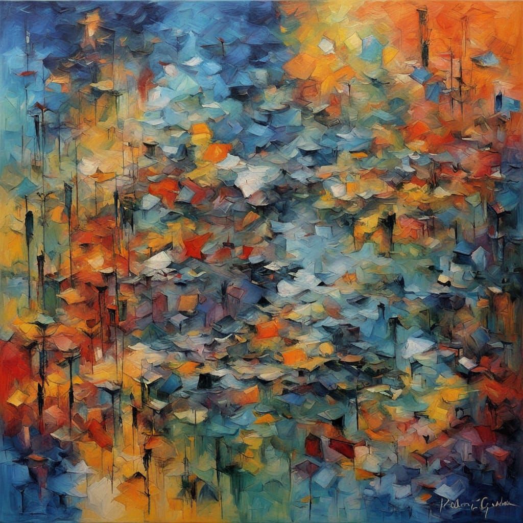 Surrealist Neo-Impressionist Oil Painting of Transcendent Bl...