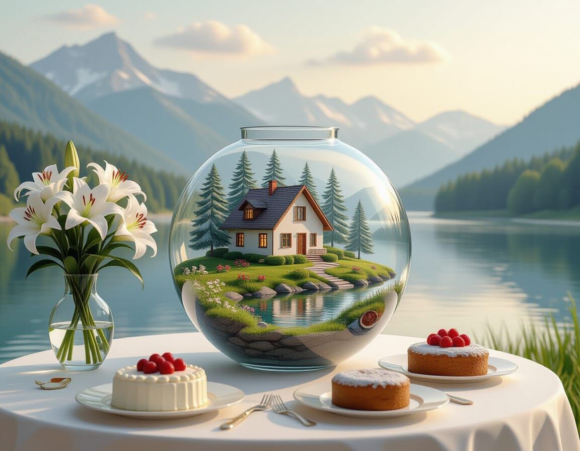 Microcosm in Vase: 3D Riverbank Scene