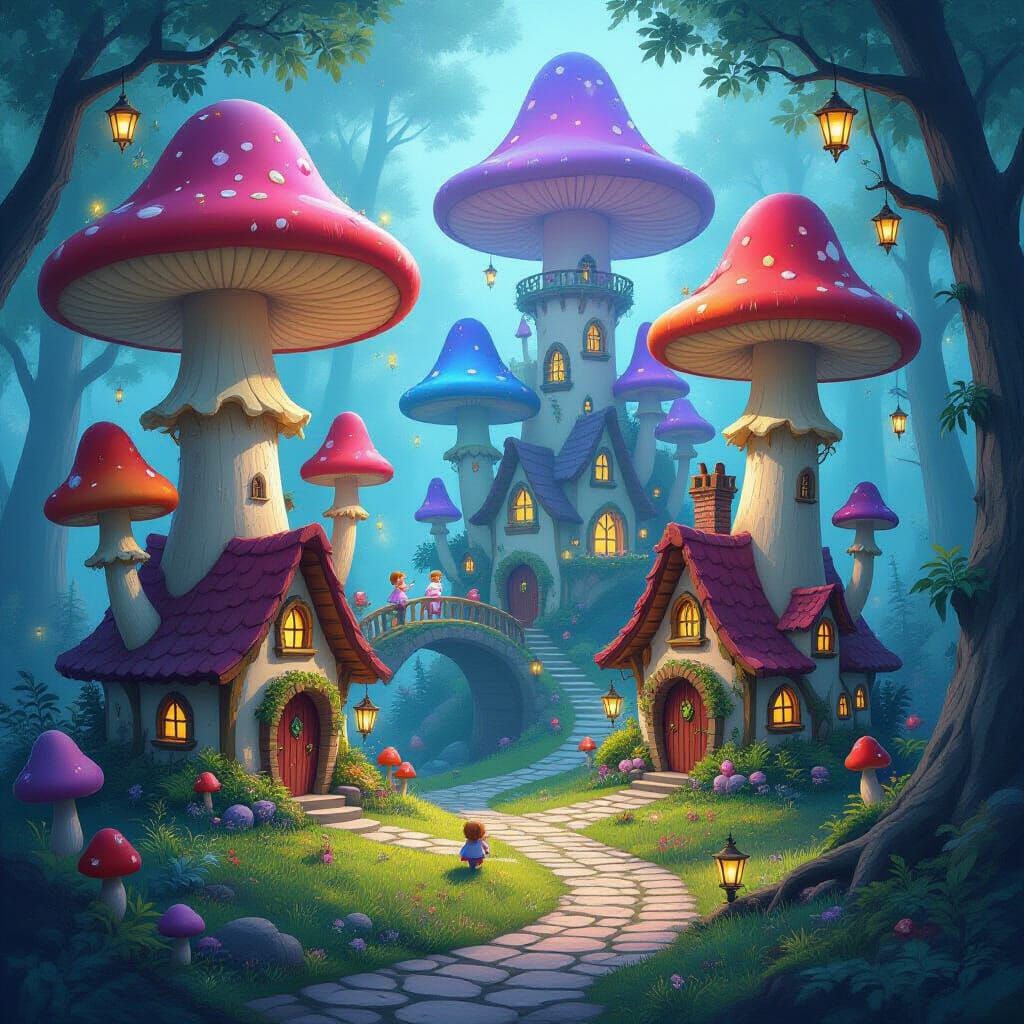Mushroom Kingdom: A Bioluminescent Fantasy Realm
