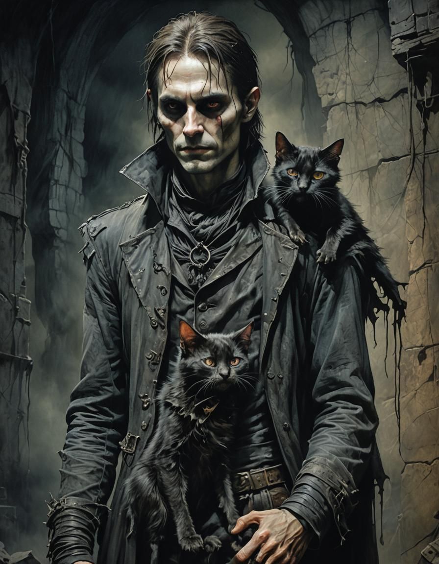 Eerie Vampire in Gloomy Underground Dungeon