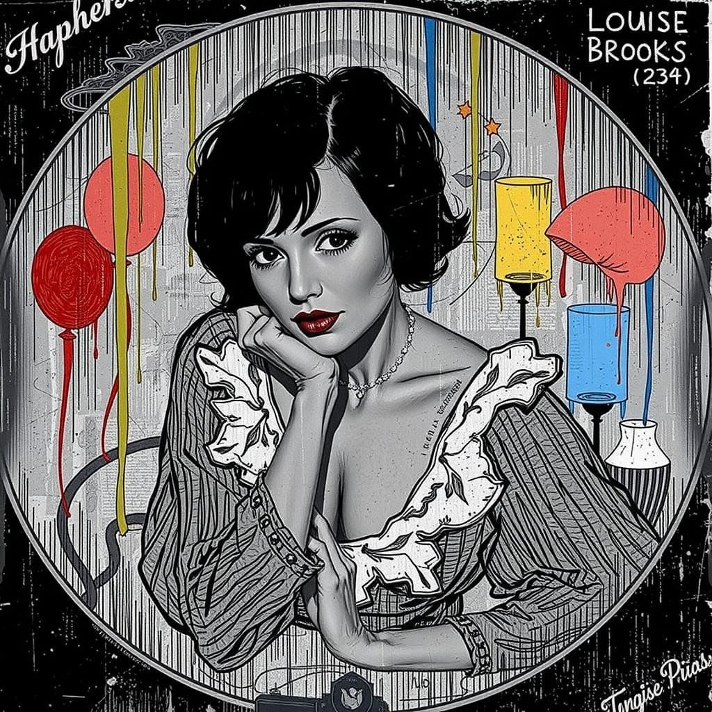 Louise Brooks Etching: Vintage Hollywood Portrait