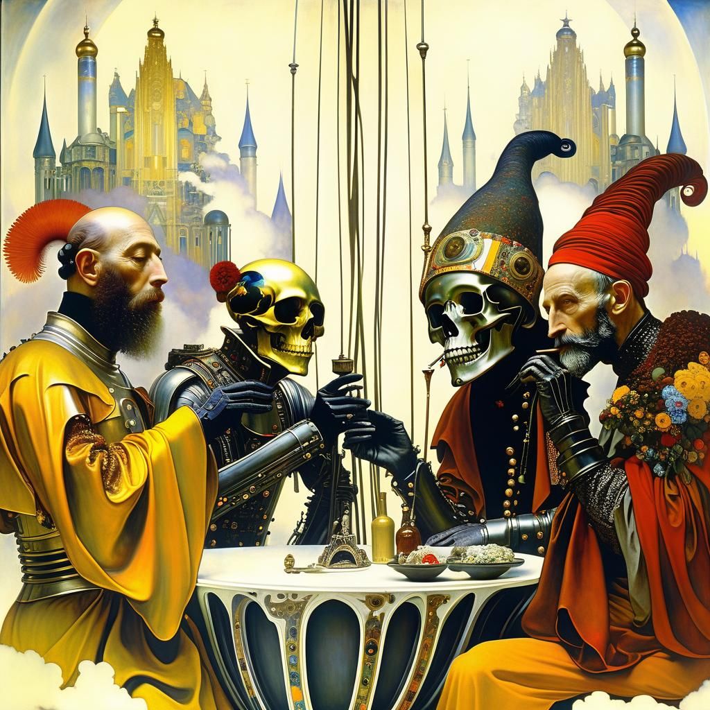 Crimson Court: A Surreal Fantasy Drawing