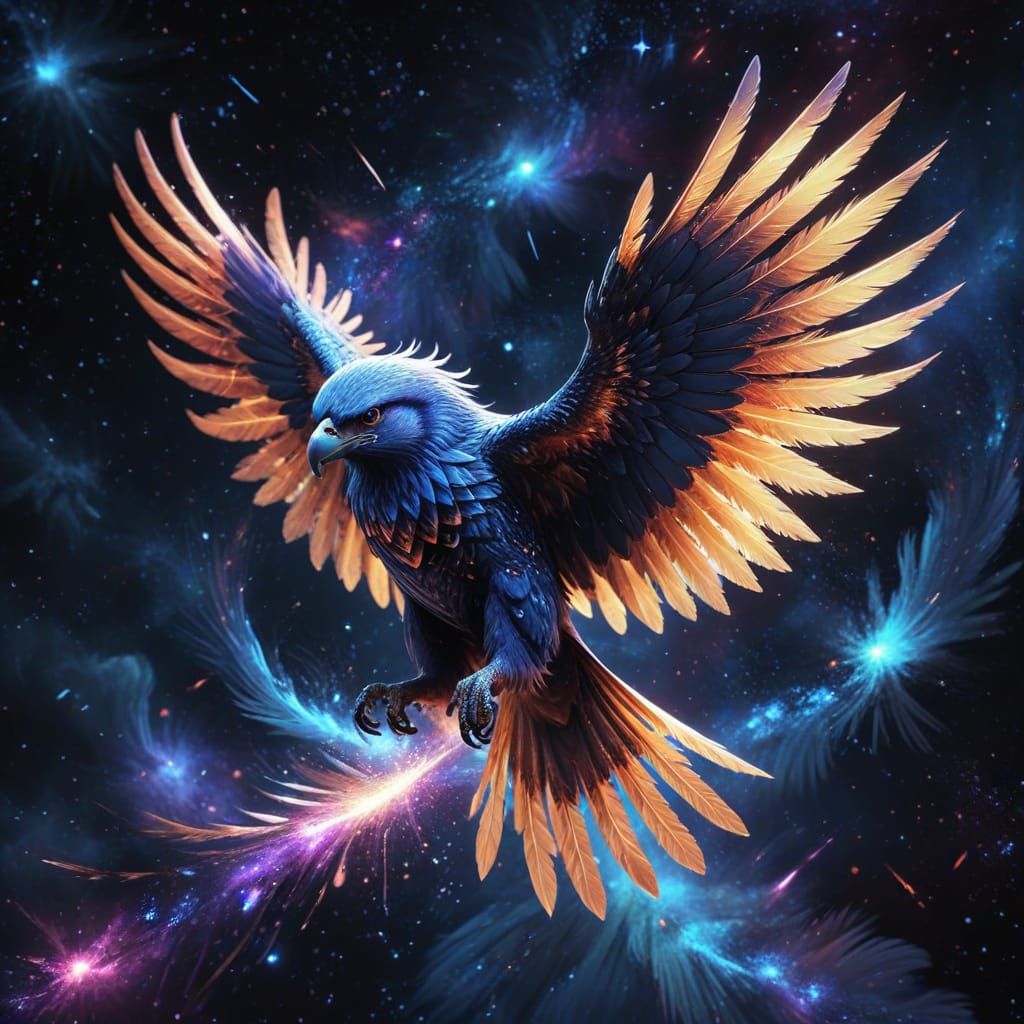 Ethereal Aarakocra Soars Through Vibrant Celestial Realms