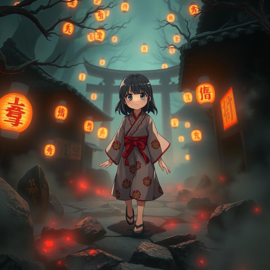 Japanese Girl in Ghost World: 3D Anime Style