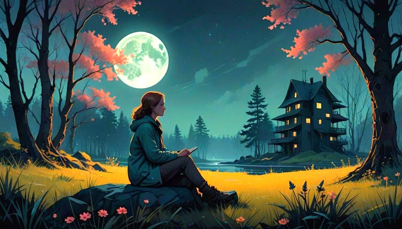 Romantic Moonlit Serenade in a Whimsical Dreamlike Aesthetic