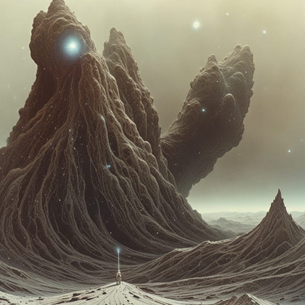 Astronaut in Eerie Galaxy with Shimmering Stars